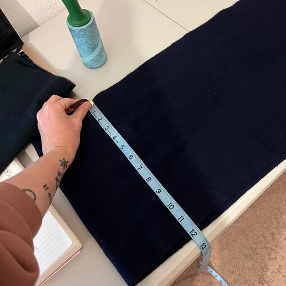 Vintage 90s Navy Blue 100% Cashmere Fringe Trim Unisex Wrap Scarf - Picture 5 of 7